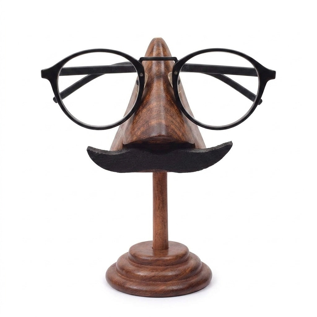 storeindya Handcrafted Rosewood Glasses Holder Stand - Wooden Eyeglass Holder for Sunglasses & Spectacles - Unique Aesthetic Gift Idea for Home & Office