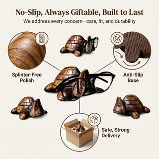 STORE INDYA Eyeglass Holder Stand/Wooden Spectacle Holder/Spectacle Stand/Eyeglass Holders for Desk/Desk Eyeglass Holder/Handmade Stand for Office Home Décor (Turtle)