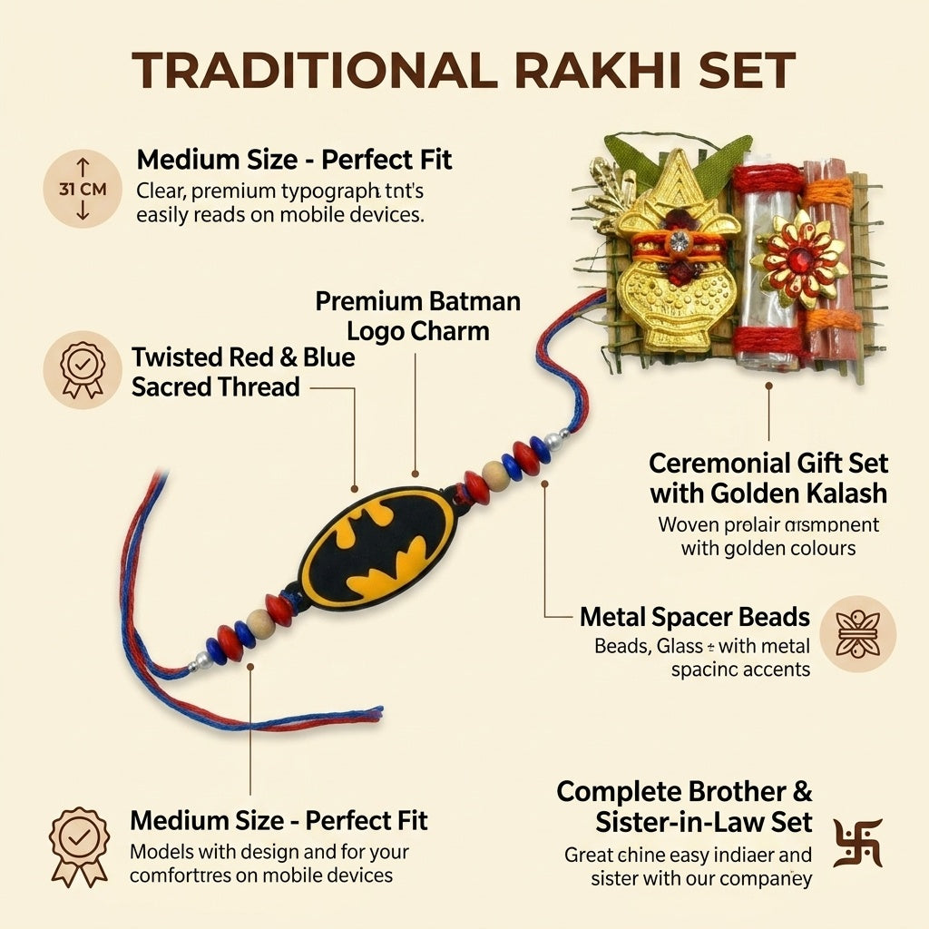 STORE INDYA Rakhi Set for Brother and Bhabhi - Traditional Bhaiya Bhabhi Rakhi for Bhai - Medium Size Raksha Bandhan Gift