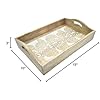Hand Carved Wooden Breakfast Serving Tray with Handle for Breakfast Tea Snack Dessert | Kitchen Dining Serve-Ware Accessories | 15 x 10 Inches | 2050
