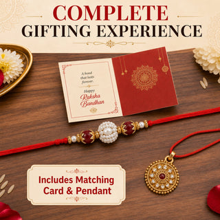 Designer Red Bead Rakhi for Brother – Rakhi Bracelet & Traditional Raksha Bandhan Gift Set for Bhaiya | Premium Raksha Bandhan Rakhi Gift