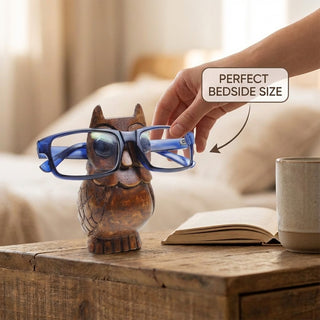 storeindya Handcrafted Wooden Eyeglass Spectacle Holder Organizer Spectacle Stand Trinket Tray Catch All Dish. (Owl-Small)