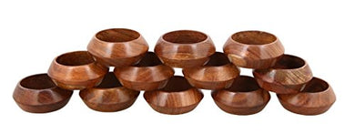 Shalinindia Napkin Rings Handcrafted in Natural Wood-Set of 12 Rings,RH_Z_1709_S12