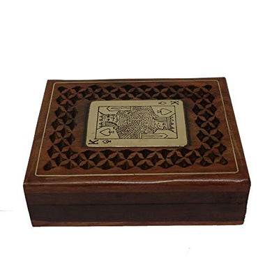 Handmade Wooden Playing Cards Sheesham Wood Storage Box Holder Case in Antique Design Anniversary Birthday Gift