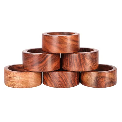 Napkin Rings Handcrafted in Natural Wood-Set of 6 Rings