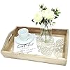 Hand Carved Wooden Breakfast Serving Tray with Handle for Breakfast Tea Snack Dessert | Kitchen Dining Serve-Ware Accessories | 15 x 10 Inches | 2050