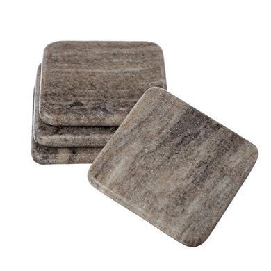 Shalinindia Handmade Brown Galaxy Square Shape Marble Stone Tea Coasters Set of 4 Size- 4X4X0.75 Inch for Drink Cocktail Coffee Dinning Table- Artisan Crafted in India