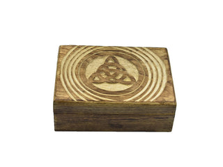STORE INDYA Wooden Hand Carved Decorative Box with Pentagram Carving On Top | Treasure Box Jewelry Organizer Keepsake Box Treasure Chest Trinket Holder Watch Box Gifts for her Girl Women Mother's Day Gift