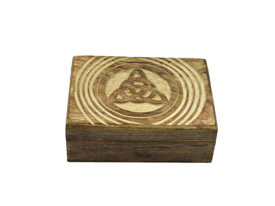 STORE INDYA Wooden Hand Carved Decorative Box with Pentagram Carving On Top | Treasure Box Jewelry Organizer Keepsake Box Treasure Chest Trinket Holder Watch Box Gifts for her Girl Women Mother's Day Gift