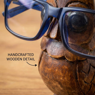 storeindya Handcrafted Wooden Eyeglass Spectacle Holder Organizer Spectacle Stand Trinket Tray Catch All Dish. (Owl-Small)