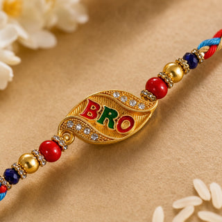 Premium Designer BRO Rakhi for Brother – Rakhi Thread, Rakhi Bracelet, Traditional Raksha Bandhan Gift for Bhaiya