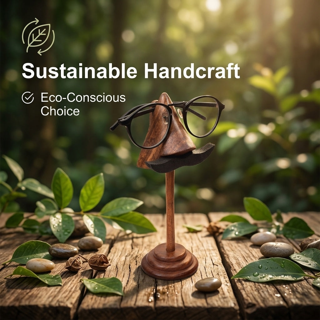 storeindya Handcrafted Rosewood Glasses Holder Stand - Wooden Eyeglass Holder for Sunglasses & Spectacles - Unique Aesthetic Gift Idea for Home & Office