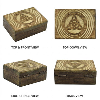 STORE INDYA Wooden Jewelry Box for Women - Hand Carved Decorative Pentagram Design | Jewelry Organizer Trinket Box for Keepsakes, Watches & Gifts