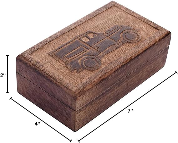 STORE INDYA storeindya, Handmade Wooden Jewelry Box - Keepsake Box - Storage Organizer - Multipurpose Box - Treasure Chest - Trinket Holder for Women Men Girls - Single (Automobile Collection) Perfect Mother's Day Gift