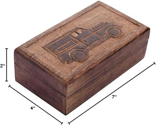 STORE INDYA storeindya, Handmade Wooden Jewelry Box - Keepsake Box - Storage Organizer - Multipurpose Box - Treasure Chest - Trinket Holder for Women Men Girls - Single (Automobile Collection) Perfect Mother's Day Gift