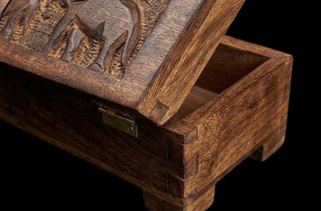 Tea Boxes Wooden/Tea Box Organizer/Tea Box Holder/Tea Storage Box/Tea Chest Boxes/Wood Tea Box Handmade Wooden Teabags Holder Chest Organizer (Elephant Trio Collection)