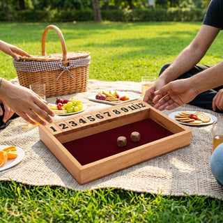 STORE INDYA Shut The Box Dice Game - 12 Number Wooden Board Game for Kids & Adults - Educational Math Game - Handcrafted Mango Wood 14
