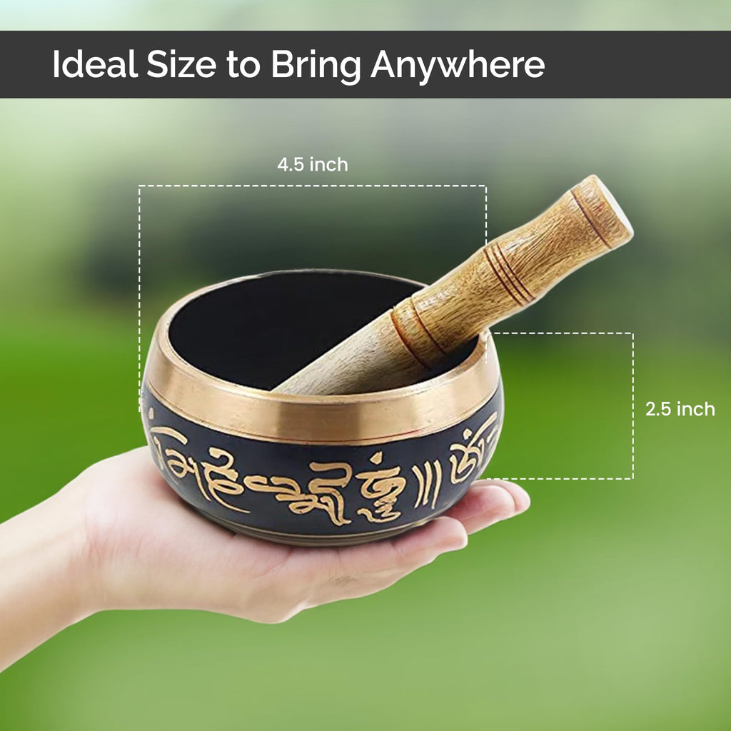 Singing Bowl for Meditation, Stress Relief | Tibetan Singing Bowl | Meditation Accessories | Metal Bowl | Meditation Music for Relaxation & Gifting Perfect Mother's Day Gift
