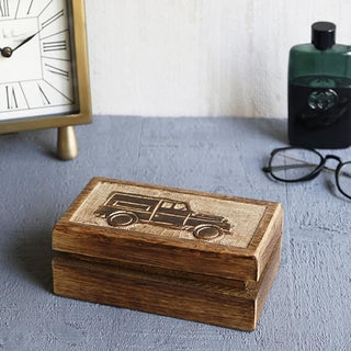 STORE INDYA storeindya, Handmade Wooden Jewelry Box - Keepsake Box - Storage Organizer - Multipurpose Box - Treasure Chest - Trinket Holder for Women Men Girls - Single (Automobile Collection) Perfect Mother's Day Gift