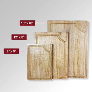 STORE INDYA Cutting Boards for Kitchen - Set of 3 Wooden Chopping Boards for Prep & Serving, Charcuterie, Butcher Block, Non Toxic Wood Cutting Boards – Large, Medium, Small – Gift Ready (Natural)