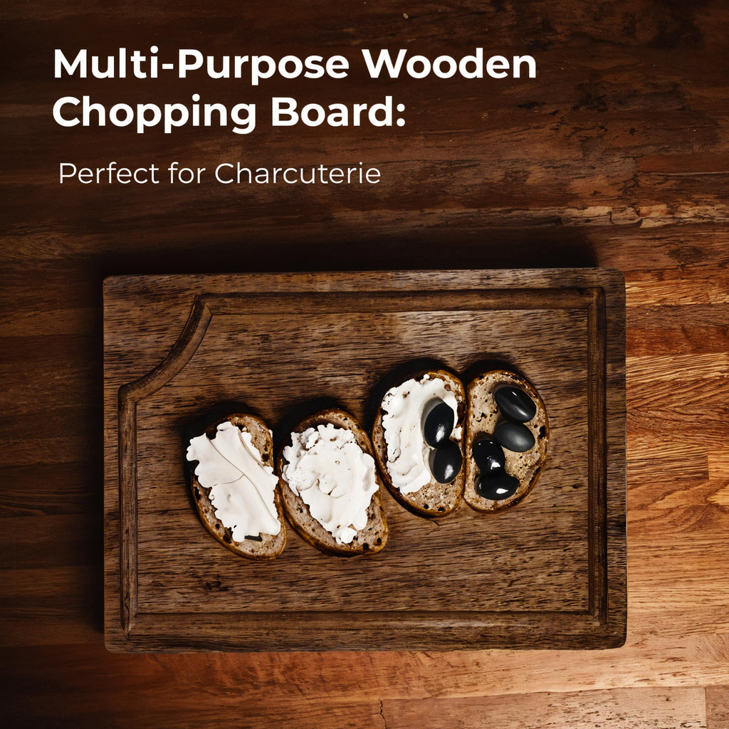 STORE INDYA Cutting Boards for Kitchen - Set of 3 Wooden Chopping Boards for Prep & Serving, Charcuterie Board, Butcher Block, Non Toxic Wood Cutting Boards – Large, Medium, Small – Gift Ready (Brown)