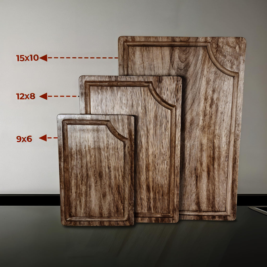 STORE INDYA Cutting Boards for Kitchen - Set of 3 Wooden Chopping Boards for Prep & Serving, Charcuterie Board, Butcher Block, Non Toxic Wood Cutting Boards – Large, Medium, Small – Gift Ready (Brown)