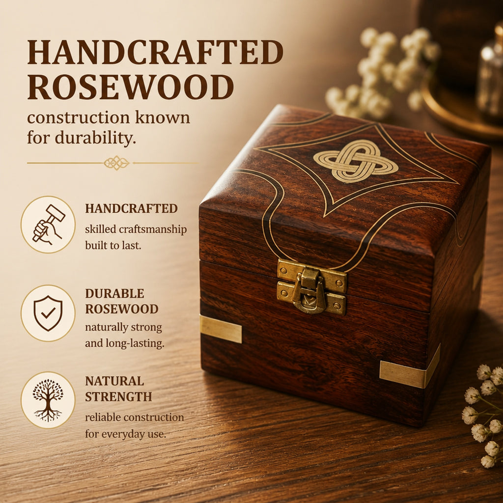 Store Indya Wooden Jewelry Box for Women, Vintage Necklace