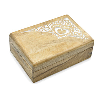 Store Indya Hand-Carved Wooden Keepsake Box Floral Heart Women