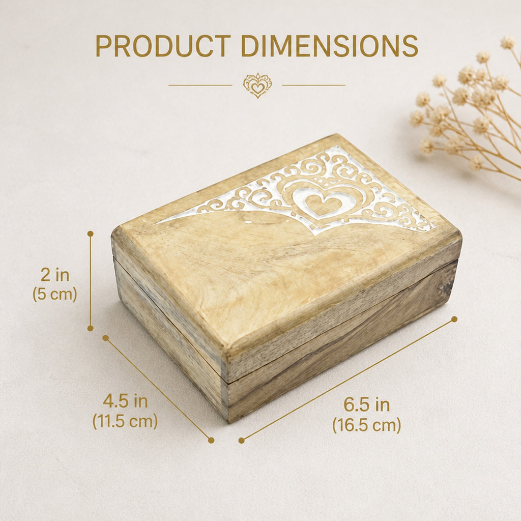 Store Indya Hand-Carved Wooden Keepsake Box Floral Heart Women