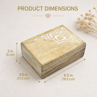 Store Indya Hand-Carved Wooden Keepsake Box Floral Heart Women