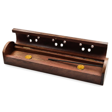 Store Indya Incense Burner Holder Rosewood Box Brass Inlay