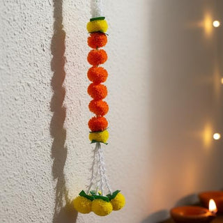 Store Indya White and Marigold Garland Flower Strings 5 Ft Each X 5 Pcs (Design 2)