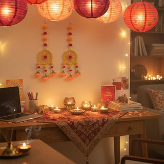 STORE INDYA Traditional Wall Hangings Set of 5, With Peach color Flowers