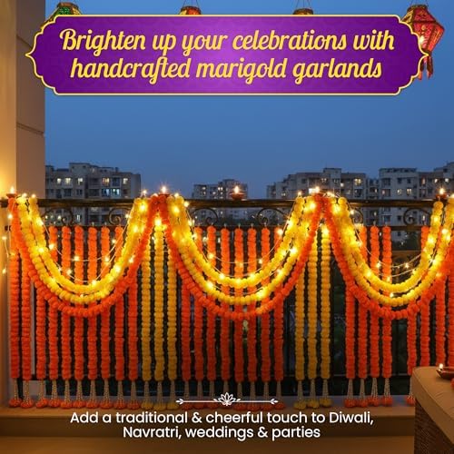 Store Indya Marigold Garland Flower Strings 5 Ft Each X 5 Pcs
