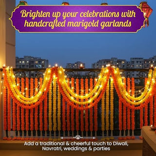 Store Indya Marigold Garland Flower Strings 5 Ft Each X 5 Pcs