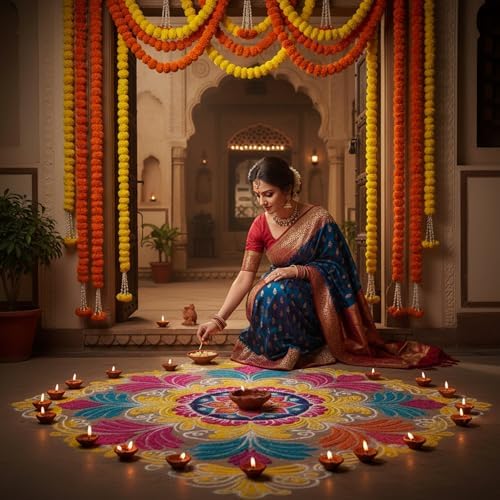 Store Indya Marigold Garland Flower Strings 5 Ft Each X 5 Pcs