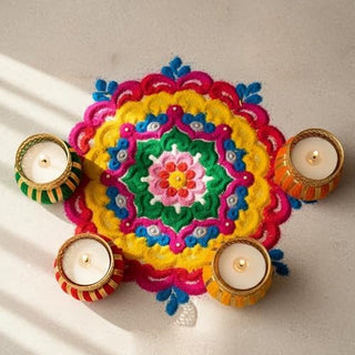Store Indya Traditional Tea Light Candle Holders – Pack of 4 Decorative Diyas | Handcrafted Home Decor for Diwali, Weddings & Puja (Assorted)