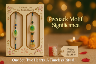 Premium Designer White Peacock Resin Rakhi Set of 2 with Roli Chawal for Bhaiya Bhabhi – Traditional Lumba Set, Thread Rakhi with Stones – Ideal Raksha Bandhan Gift