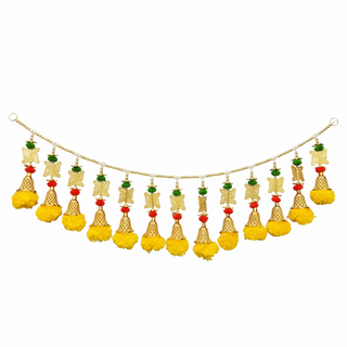 STORE INDYA Artificial Marigold Garland with Swastik, Yellow 36 Inch Traditional Toran for Door and Wall Decoration