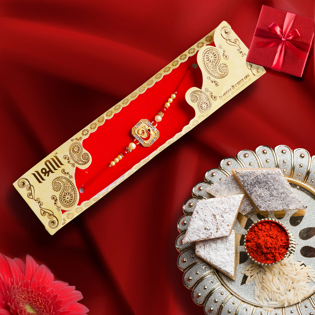Premium Designer Om Rakhi for Brother – Rakhi Thread, Rakhi Bracelet, Traditional Raksha Bandhan Gift for Bhaiya