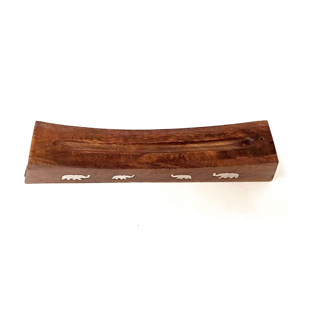 Handmade Organic Wood Incense Burner Holder with Storage Box-12x2x2.5