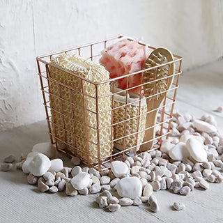 Large Wire Mesh Baskets for Storage Pantry Organization-Flower Girl Baskets, Stackable Bins-Thanksgiving Gifts(Copper Cube Collection)