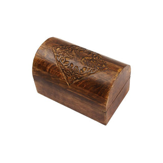 Hand Carved Wooden Jewelry Box-Unique and Traditional Artisan Keepsake Memory Storage Box(Brown)