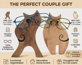 Storeindya Cat Themed Eyeglass Holder Stand - Decorative Glasses Stand for Cat Lovers, Spectacle Holder Home Décor Accessory,