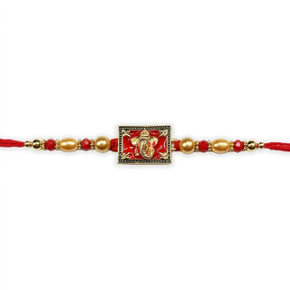 STORE INDYA Rakhi for Brother - Traditional Raksha Bandhan Rakhi Thread - Single Premium Ganesh Rakhi - Festival Gift