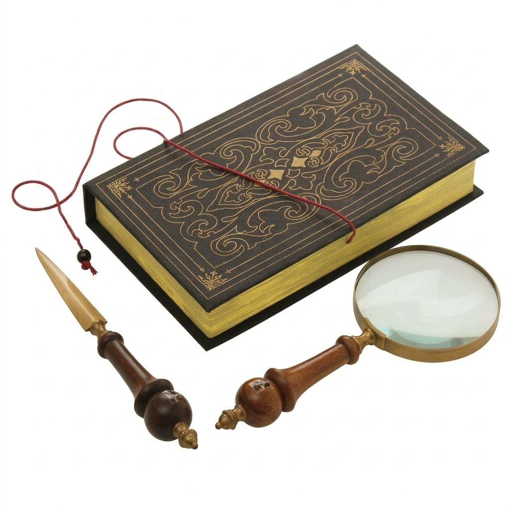 Storeindya Magnifying Glass Handheld | Vintage Wooden Handcrafted Reading Magnifier & Letter Opener Set | Mango Wood with Gif
