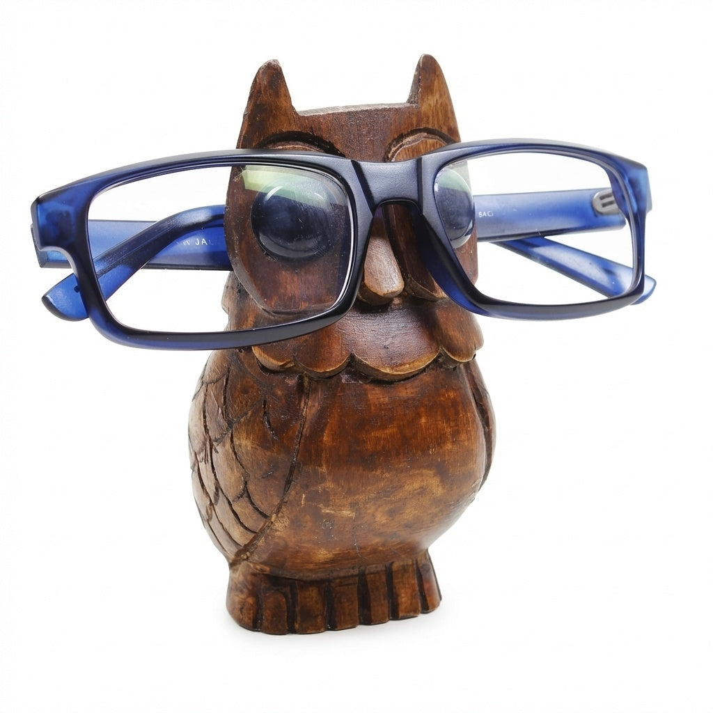 storeindya Handcrafted Wooden Eyeglass Spectacle Holder Organizer Spectacle Stand Trinket Tray Catch All Dish. (Owl-Small)