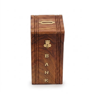 STORE INDYA Handmade Wooden Piggy Bank for Kids, Boys, Girls & Adults - Decorative Coin Money Bank Savings Box - Perfect Gift