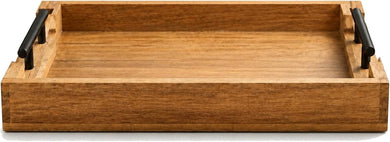 STORE INDYA Mango Wood Serving Tray with Metal Handles – Rustic Coffee Table & Ottoman Tray for Living Room, Kitchen, Breakfa