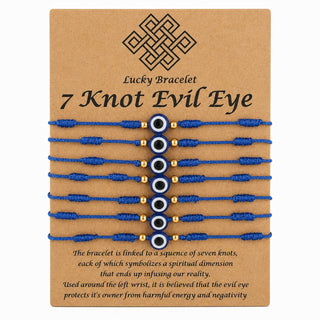 Shalinindia Evil Eye Bracelet Set of 7 | Rakhi for Brother | Adjustable Protection Amulet to Ward Off Negative Energy | Lucky